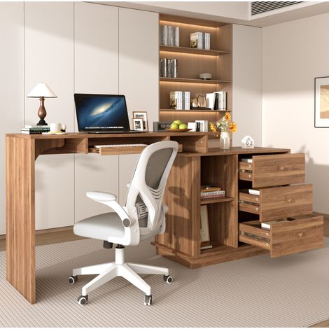 Scrivania estensibile 110x40x75,5 cm in MDF noce salvaspazio - MEUBLIV (1/5)