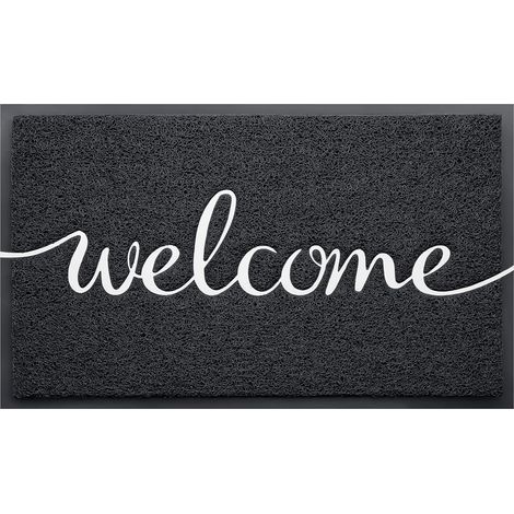 Tapis d'entrée intérieur et extérieur antidérapant pour zones de passage intense (91 x 61 cm, noir - Bienvenue) (1/5)