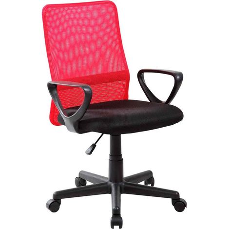 Home Heavenly®- Silla escritorio Maya, silla de oficina pequeña. Respaldo malla transpirable. Color: Rojo (1/5)