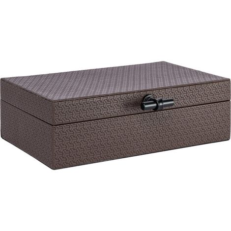 Boîte de rangement marron à relief géométrique - marron foncé (1/5)