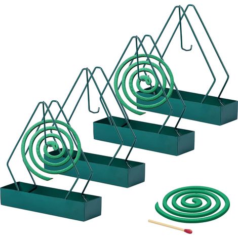 Porta repellente per zanzare a spirale, porta repellente per zanzare a spirale, set portatile triangolare in metallo per uso domestico in interni / 4 pezzi verdi (1/5)