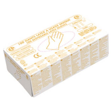 Caja de 100 guantes de látex de un solo uso EUROTECHNIQUE - Talla M / 7-8