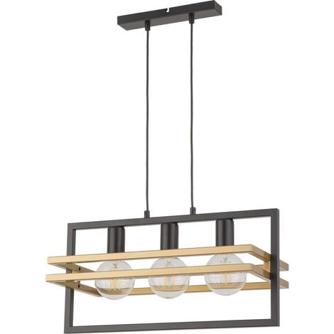 Lampada a sospensione industriale Merci 3xE27 nero oro (1/2)
