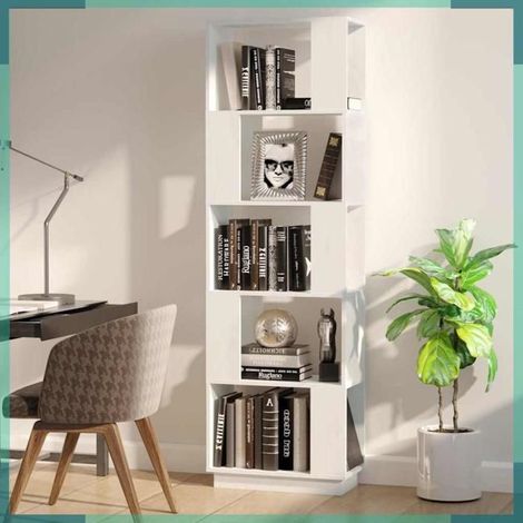 814045 Bibliothèque/Séparateur de pièce Blanc 51x25x163,5cm Pin solide (1/5)