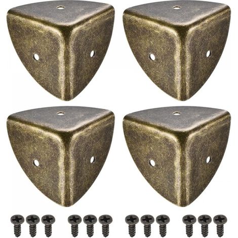 Protectores de esquina de 40 x 40 x 40 mm para cajas y cajones de madera, protectores de esquina de metal bronce vintage para muebles, 8 piezas (1/5)