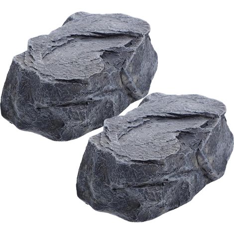 Lot de 2 Cache-clés en Résine Imitation Pierre pour Extérieur, Étanche et Robuste, Coffre de Rangement Discret Compartiment Secret, Décoration Jardin et Rangement Sécurisé des