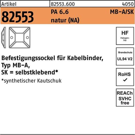 HELLERMANNTYTON Befestigungssockel R 82553 5,4Polyamid 6.6 natur 100 Stück