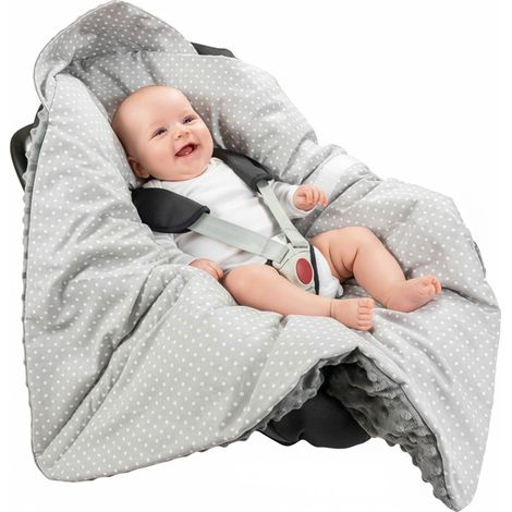 Sacco nanna Minky 80x80cm per seggiolino auto, fascia porta bebè, fasciatoio - grigio papavero (1/5)