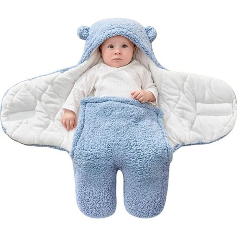Gigoteuse de nouveau-né en coton pour l'hiver, douce et chaude, housse de sommeil bleue pour bébé de 0 à 3 mois