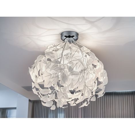 LED Deckenleuchte mit Blätter Lampenschirm in Weiß Ø 38cm (1/5)