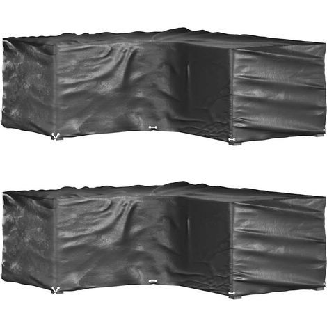 Gartenmöbel-Abdeckungen in L-Form 2 Stk. 16 Ösen 215x215x70 cm