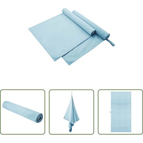 Serviettes absorbantes - Serviettes de sport 2 pcs Bleu 180 x 90 cm (1/5)