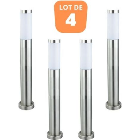Lot de 4 potelets d'extérieur inox E27 60W – Hauteur 800mm – Indice de protection IP44 – Éclairage à 360° pour espaces extérieurs – Horoz Electric - Defne-5 (1/3)