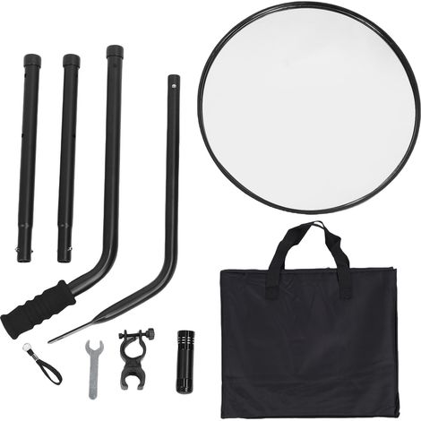 Miroir d'inspection sous voiture, recherche convexe télescopique de 30 cm de diamètre avec 3 roues et lampe de poche LED pour étagère d'équipement de camion (1/5)