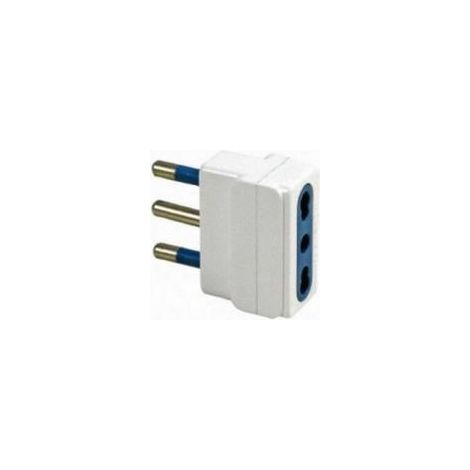 ADATTATORE SEMPLICE SPINA 10A+ PRESA BIPASSO BIVALENTE 16A BIANCO