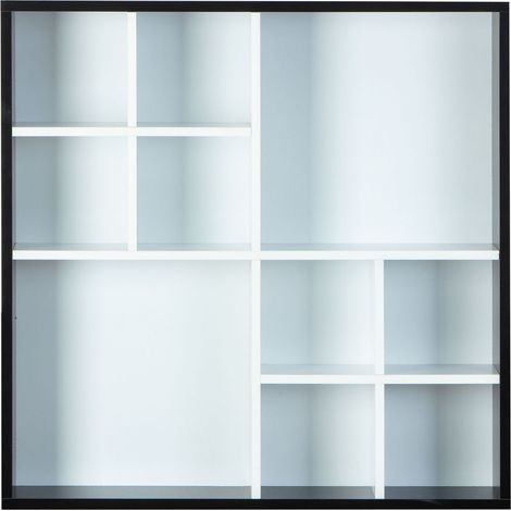 Decent Regal, Wandregal mit 10 Fächern schwarz und weiss.