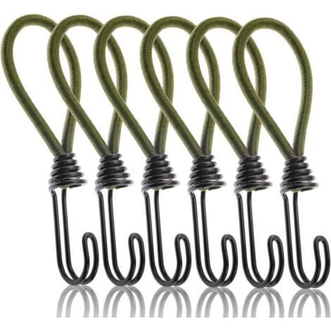 Set aus 6 elastischen Gurten mit Haken, elastisches Seil mit Metallhaken zur Befestigung von Planen im Freien, Ladungssicherungssysteme für Motorräder. (1/4)