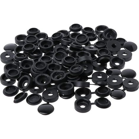 100 Pièces Cache Vis Plastique,Bouchon à Vis en Plastique,Couvercle à vis,Cache-vis de rondelle,Couvercle Décoratif à Vis (Noir) (1/4)