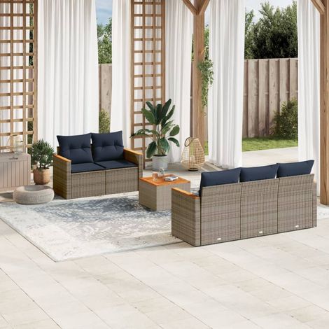 vidaXL Set Divani da Giardino 6 pz con Cuscini Grigio in (1/5)