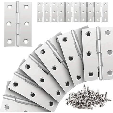 20 Stück Edelstahlscharniere, klappbare Flachscharniere für Schranktüren, 66-38 mm, für Wohnmöbelbeschläge, Kleiderschrank, Schubladentüren, mit Schrauben (1/5)