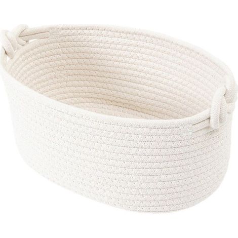 Storage basket, multifunctional bathroom, bedroom, office, small woven cotton basket, used for bathroom shelves and children's rooms, bathroom storage, 2 pieces (1/2)