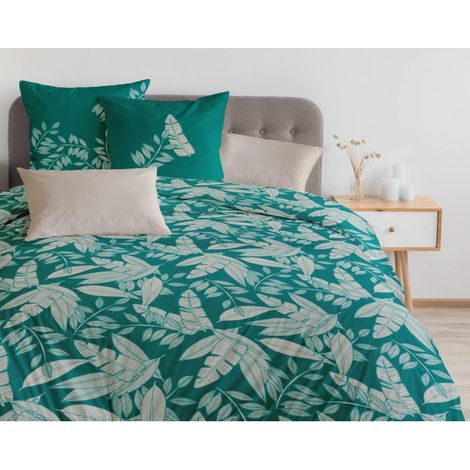 Parure de Couette 3 Pièces 100% Coton 57 Fils 2 Personnes 220x240 cm Manaus Vert Emeraude (1/5)