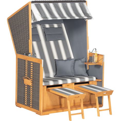 Strandkorb Rustikal 10 Z KS-Geflecht vintage-br. Pinie