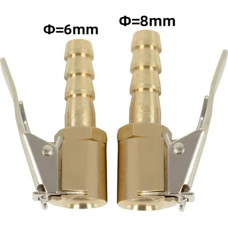 Embout de gonflage pour pompe à air de voiture avec clip de serrage de 6 mm ou 8 mm, connecteur de valve pour compresseur et accessoires de pneus-AquaForge