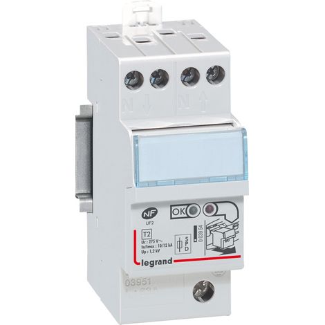 Legrand – Parafoudre pour tableau électrique – Bipolaire – Protection intégrée 4,5 kA – Imax 12 kA – Alimentation verticale – 2 modules