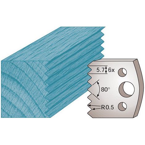 Diamwood Jeu de 2 fers profilés Ht. 40 x 4 mm bouvetage M77 pour porte-outils de toupie - Épaisseur 4 mm - 5,7 mm de denture - Acier SP (1/2)