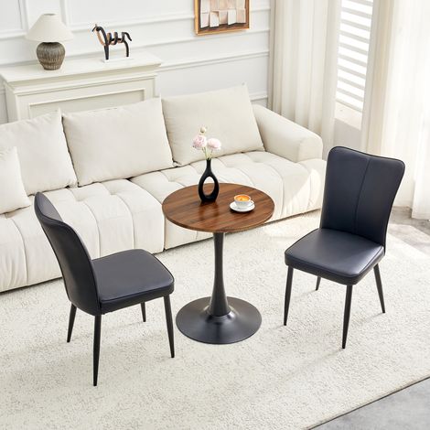 Esstisch-Set rund 60 cm mit 2 Stühlen MDF Metall OKMYHOME (1/5)