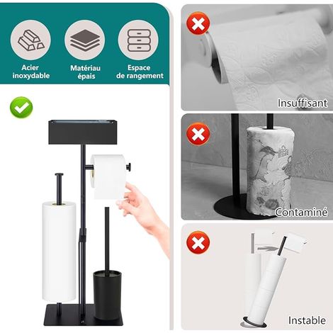 Silicone Toilet Brush with Holder - Flat Silicone Toilet Brush Under Rim - Wall-Mounted Toilet Brush Drilling - Rinseable, Dripless - Hanging Toilet Brush Holder (1/4)