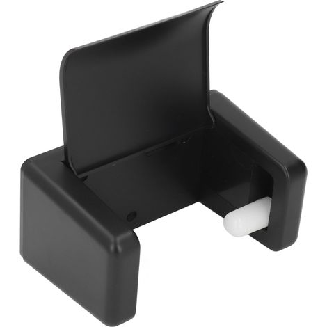 Porte-rouleau de papier toilette mural en plastique noir auto-adhésif, sans perçage, pour salle de bain et cuisine. (1/5)