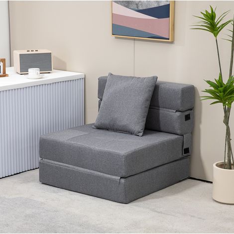 MEUBLIV Klappsesselbett 70 x 70 x 61 cm dunkelgrau – umwandelbar, ohne Matratze (1/5)