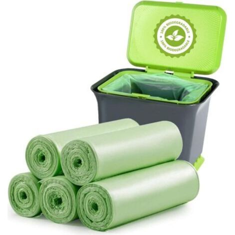 Sacchi per rifiuti biodegradabili e compostabili – Confezione da 100 x 20 litri, spessi e resistenti, per rifiuti di cucina, giardino, animali domestici e rifiuti domestici.
