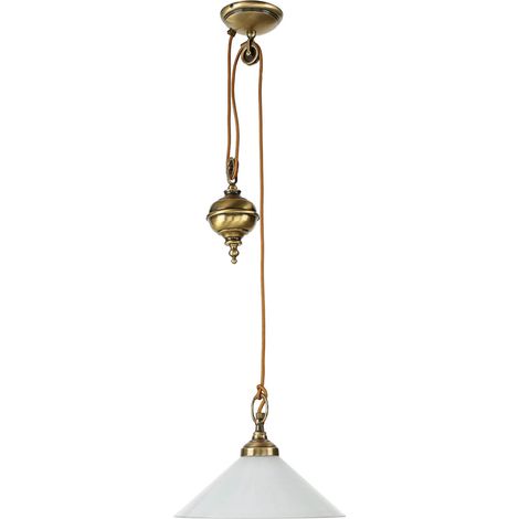 Hängelampe Messing massiv Glas verstellbar bix 80 cm E27 Pendelleuchte Esszimmer Esstisch