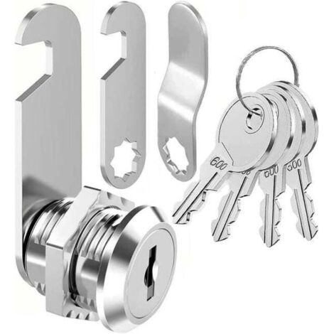 Pair (16 mm) Serrure de boîte aux lettres avec clés assorties, serrure à came pour armoire, serrure de boîte aux lettres, serrure de tiroir, serrure de meuble-lavabo, serrure