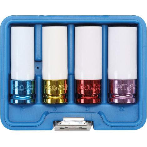 BGS jeu de douilles de protection à chocs avec entraînement carré intérieur 12,5 mm (1/2") SW 17 / 19 / 21 / 22 mm 4 pièces dans un coffret - 9847 (1/3)