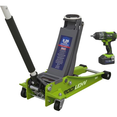 Sealey 2001LEHVCOMBO Trolley Jack & Cordless Impact Wrench Combo - Green