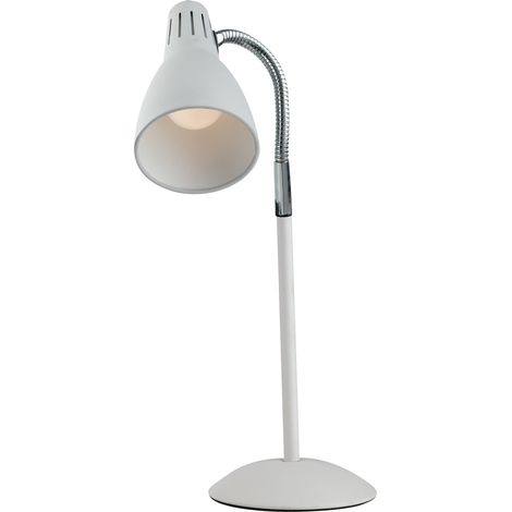 "Lampada da tavolo LOGIKO in metallo bianco con diffusore orientabile"