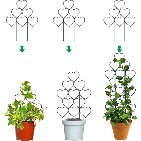 Traliccio - piante da interno ed esterno - 3 tralicci in metallo impilabili - Piccolo supporto da giardino - piante in vaso - supporto - edera - fiori - 3 pezzi (1/3)