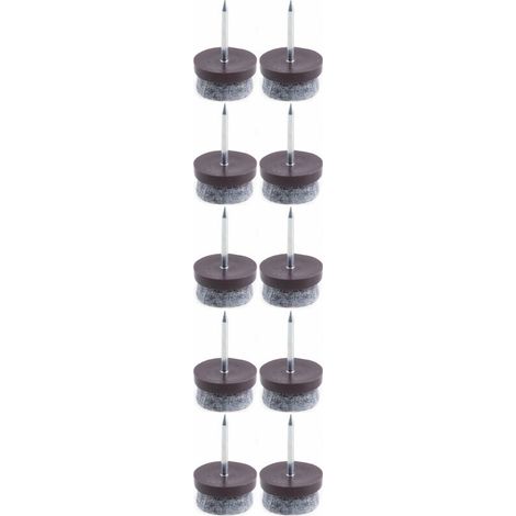 – Lot de 10 patins clous marron avec feutrine – Protection parquet – Ø17mm pour chaises et tables – Fixation clou solide (1/3)