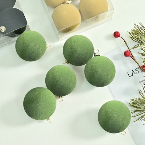 Boules De Noël - Boules En Mousse Flockées 6 cm - Décor Festif Pour Arbre De Noël Et Intérieur - Lot De 6 (1/5)