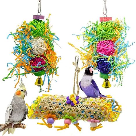 Jouets à mâcher pour oiseaux, hachoir à nourriture, hachoir à nourriture pour cage de perroquet, jouets en luffa pour oiseaux, jouet à suspendre pour perroquet, jouet pour oiseaux (1/5)