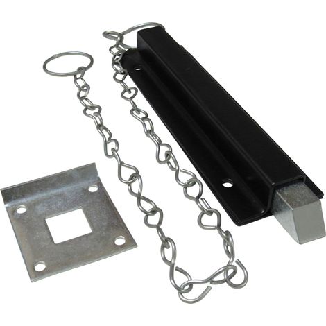 Spring Loaded Chain Bolt Latch (Pull Back Sprung Door Gate Catch Black) (1/5)