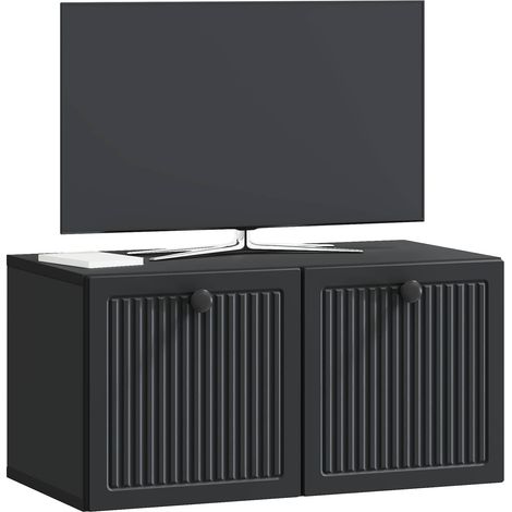 Maison Exclusive - Meuble TV mural Noir 59,5 x 31 x 30 cm Bois d'ingénierie