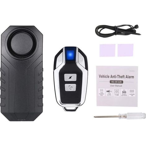 Alarme De Moto De Vélo, Alarme Antivol sans Fil, IP55 étanche Et 113 DB (Télécommande Incluse) (1/5)