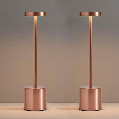 Set di 2 lampade da tavolo ricaricabili, lampade da scrivania a LED portatili, lampade da tavolo senza fili - illuminazione dimmerabile in 3 colori (oro rosa) (1/5)