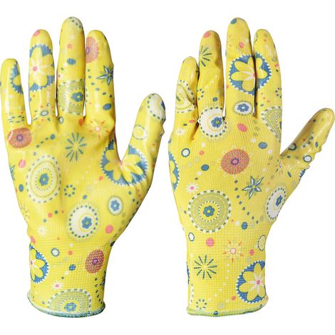 GUANTO DA GIARDINO GIALLO FLOREALE TAGLIA S (1/2)
