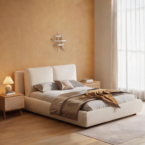 Cadre de lit beige en boucle 230 x 194 x 90 cm (1/5)